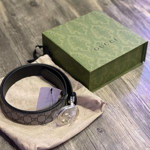 Men's Gucci Reversible Monogram GG Supreme Belt - Style ‎473030 - Size 100